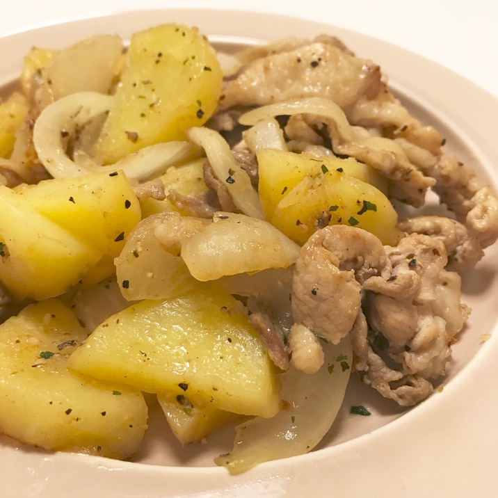 豚バラ肉とじゃがいもの海苔塩炒め レシピ 作り方 By みさちゃん 楽天レシピ